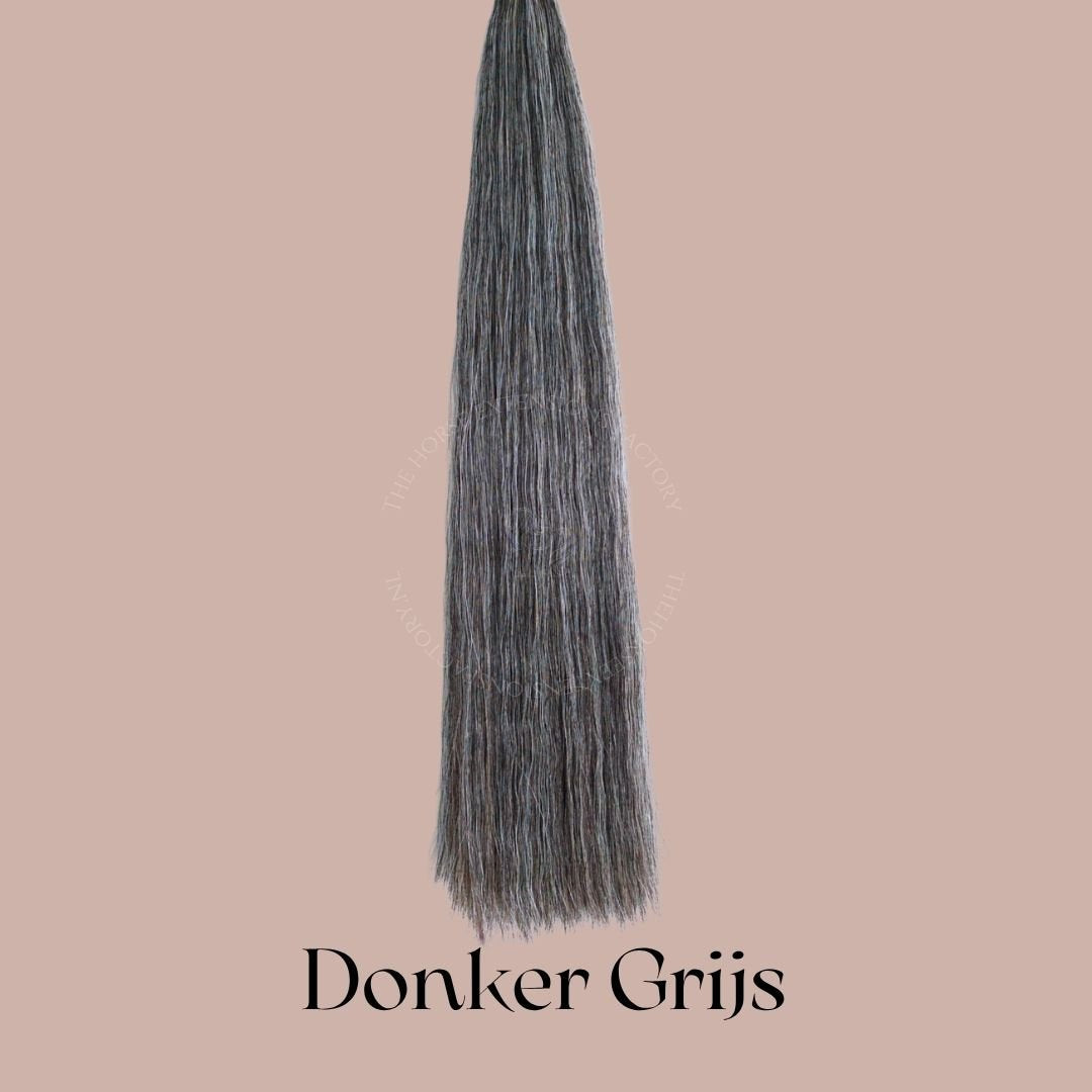 DIY Paarden I-Tip Extensions Staart in kleur Donker Grijs