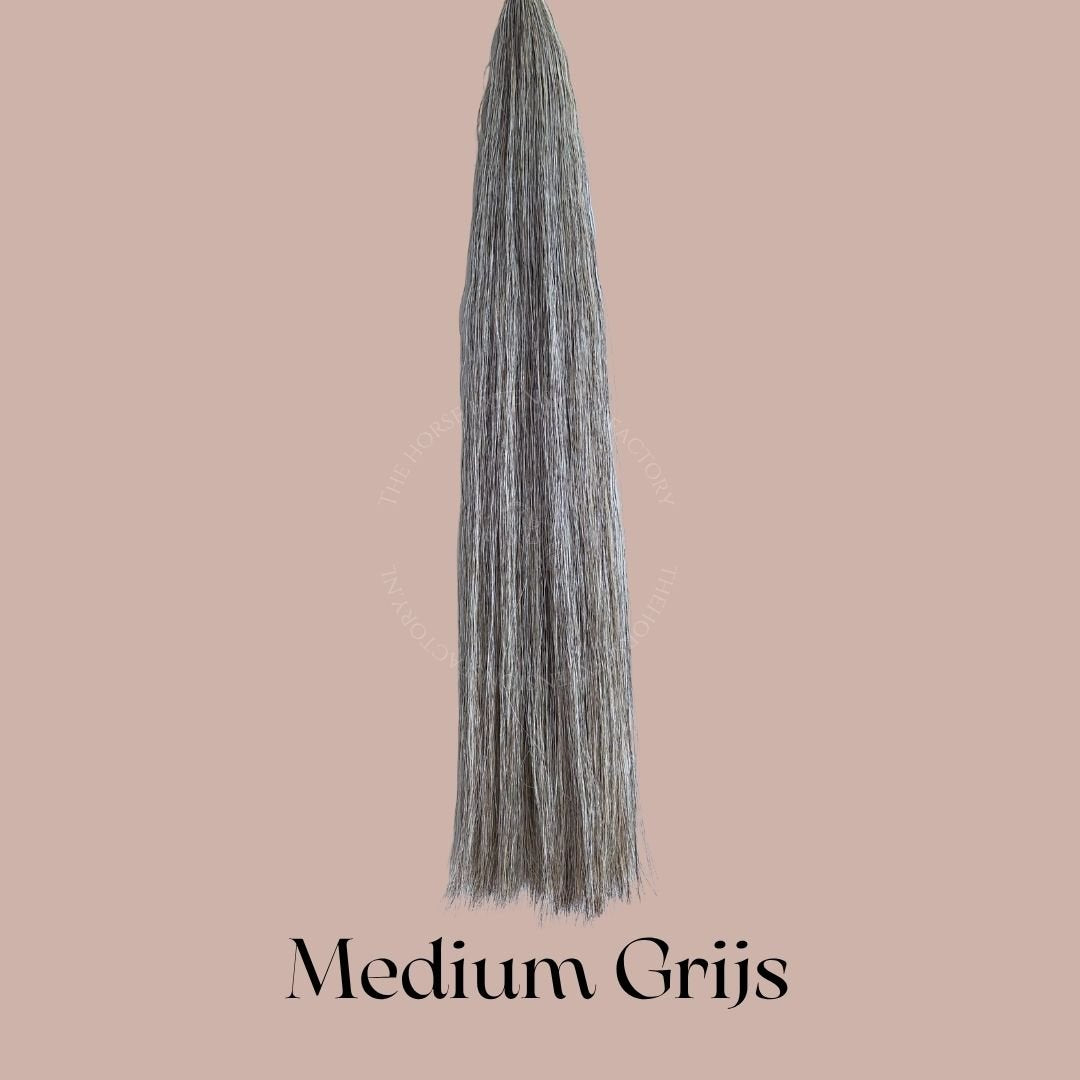 DIY Paarden I-Tip Extensions Staart in kleur Medium Grijs